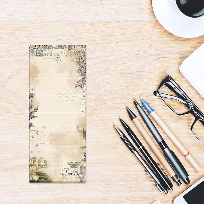 Provincial Garden Lined Personalized Shopping List Pad Set of 3, 50-Sheet Pads, 3 1/4 x 8 Inches, Memo Pad, Shopping List, to-Do Notes, Office Organizer, by Current