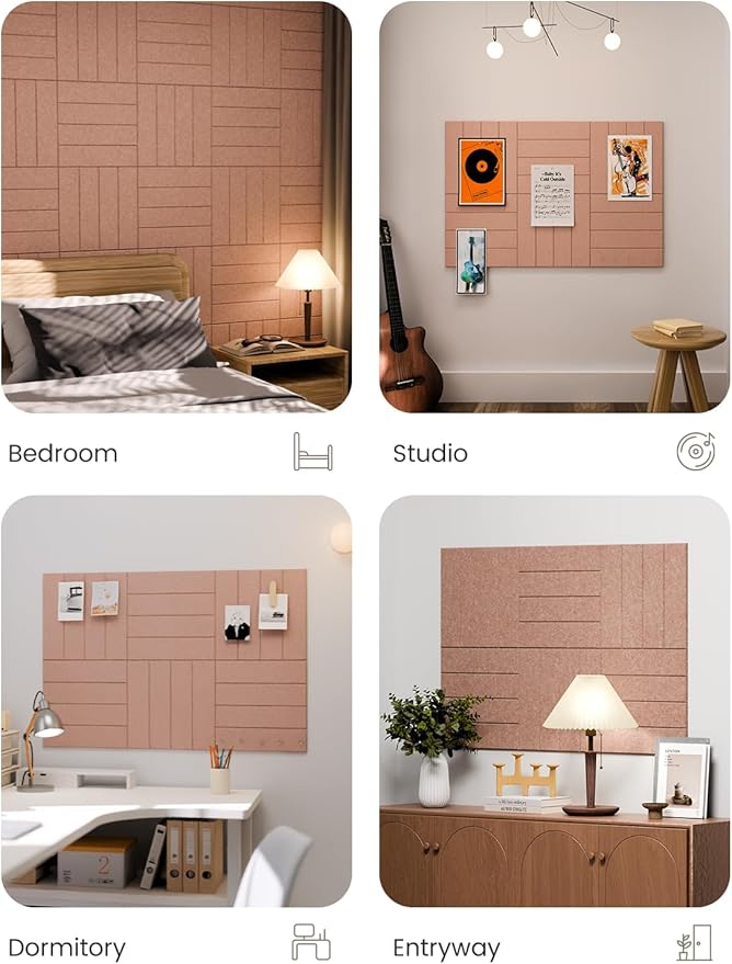 Large Felt Bulletin Board 36"x24" Cork Board Alternative - 6 Pack with 40 Safe Removable Adhesive Tabs, Cork Boards for Walls ffelt Boards or Home Office Classroom Pin Board-Terracotta