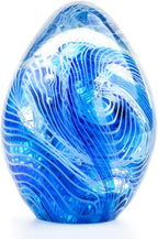 QFkris Crystal Blessings Paperweight Easter Eggs 3.4" Blown Glass Art Figurine Collectibles Desk Decor (Blue)