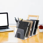 Lemecima 4 Pack Acrylic File Sorter, 4-Section Clear Desktop File Folder Holder Organizer, Thick Office Storage Stand Rack for Book, Envelopes, Mail, Document, Notebook, Binder, Purse, Clutch Divider
