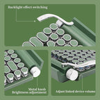 Adventurers Retro Typewriter-Style Mechanical Keyboard, 83 Keys, 75% Compact Layout, Bluetooth 5.0 and Wired, Hot-Swappable Blue Switch, White Backlit for Windows/Mac/iPad/PC/Laptop (Dark Green)