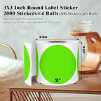 3 Inch Round Colored Dot Stickers, 2000 PCS, 4 Rolls in Dispenser Box - Light Green Circle Color Coding Labels Dot Labels for Office, Home, Inventory Organizing