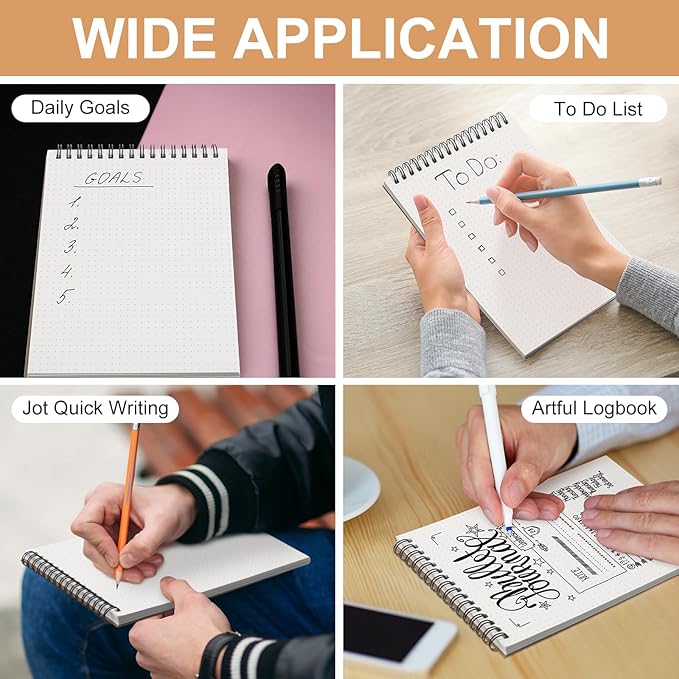 Engrowtic Dot Grid Notebook Top Spiral Notebook A5 Size Bullet Dotted Paper Hardcover Dot Journal 8.3''x 5.8'' 140 Pages Spiral Notepads for Sketching Drawing Writing School Office(Brown,12 Pcs)
