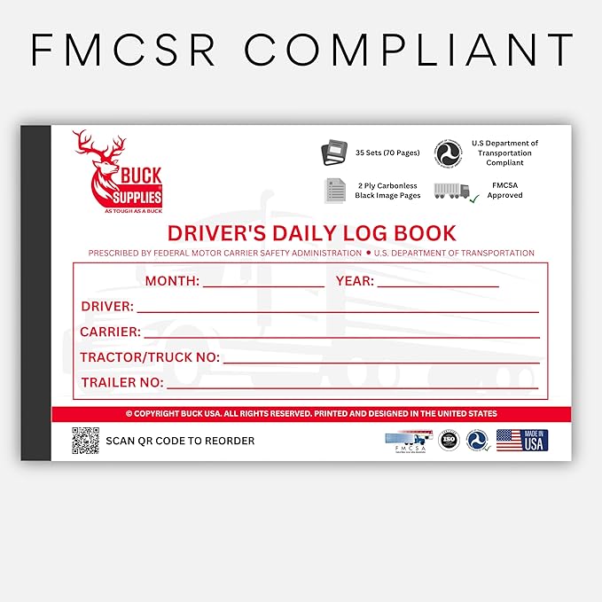 Driver Daily Log Books for Truck Drivers with 7 & 8 Day Recap - 35 Sets of Forms Per Log Book, 2-Ply Carbonless, 5.5" x 8.5", DOT Log Book for Truck Drivers, FMCSA Compliant, Easy Tear-Out, 1 Pack