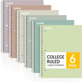 SUNEE Spiral Notebooks, 6 Pack, 1-Subject, College Ruled Paper, 8" x 10-1/2", 70 Sheets per Notebook, Assorted Aesthetic Colors Spiral Notebooks for School