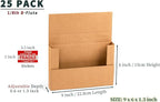 YUSHYIJIE 9x6x1.3 inch Small Shipping Boxes, Multi-Depth Flat Cardboard Boxes with Fragile Stickers for DVD Shipping, Packing, Moving, Storage, Brown, 25 Pack