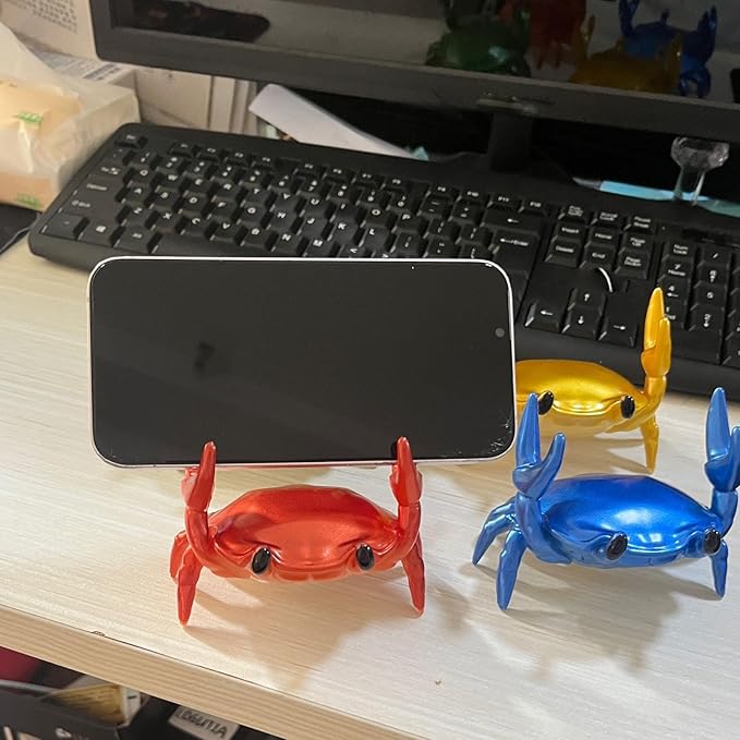 LOGUTIA Multi Function Stand - Phone Stand Pen Holder Pencil Holder - Creative Ornament Crab Phone Stand Crab Pen Holder Support Resin Crab Decor (green)