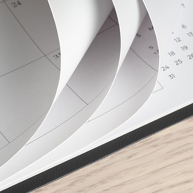 Cabbrix Desk Calendar 2026 with Desktop Mat, Simplified Medium Desk Pad Calendar 15" x 12" January 2026 to June 2027, Desk Blotter Calendar for Home School and Office (Dark Black)