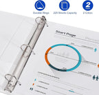 Comix Sturdy 3-Ring-Binder 1-inch D Ring Binders, 2.4mm-Thick, Hold 225 Sheets of 8.5" x 11" Paper, 8 Pack (White)