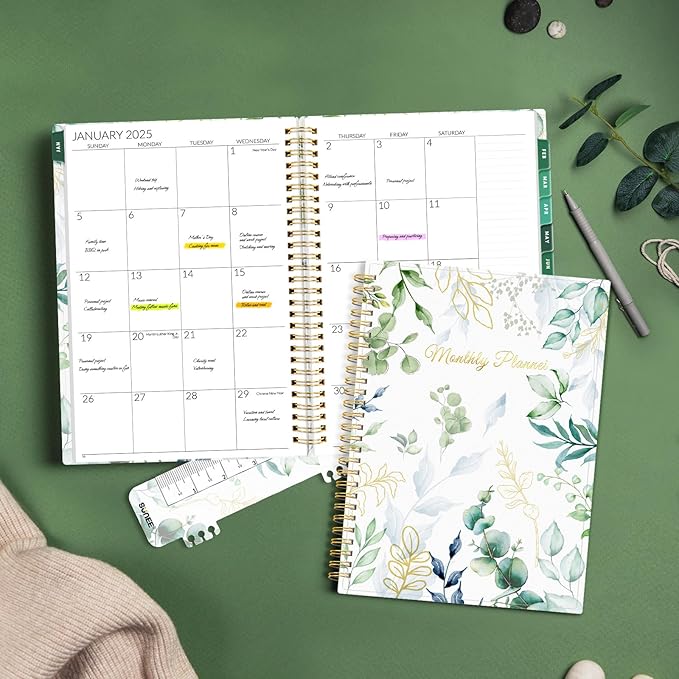 SUNEE 2026-2027 Planner - 24 Months (Jan 2026 - Dec 2027) - 7"x10" Monthly Spreads & Yearly Planner, Greenery
