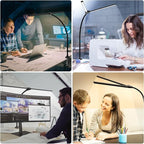 ShineTech Led Desk Lamp for Office Home, Bright Double Head Desk Light with Clamp, Architect Task Lamp 50 Lighting Modes Adjustable Flexible Lamp