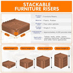 shouwuhho Furniture Risers, 6 Pack Bed Risers with Non-Slip Grip and Heavy Duty Support, 1 Inch 2 Inch 3 Inch 4 Inch Height Lift for Couch, Sofa, Table, Desk, Chair, Refrigerator - Brown, 1 Inch