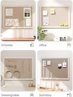 Fluxynara Foldable Cork Board Alternative, Felt Bulletin Board 24" x 18" Oatmeal Frame with 16 Adhesive Tabs, Pin Board for Home Office, Classroom, Entryway, Kitchen Wall Decor—Deep Camel