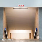 iSYFIX Exit Signs Stickers 12 Pack 12x4 Inch - Laminated Premium Vinyl Directional Down Arrow Signs for Buildings, Office, Workplace, Stores, Schools, Theaters, Parking, Restaurants, Factories