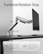 monTEK Deluxe Monitor Arm up to 40 Inch Holds 26.4 lbs Curved Screens Aluminum Fully Motion Adjustable Single Monitor Stand with Clamp/Grommet Desk Mount, Quick Release Plate,75/100mm VESA, MA1008SL