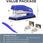 Marsrock Desktop Stapler, Swing-Arm Swivel Stapler, 50 Sheet Capacity, 2000 Staples and Staple Remover, Rotatable Heavy Duty Staplers for Office, Home, Classroom, Booklet, Book Binding, Blue