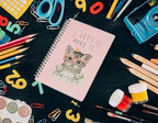 Yansanido Spiral Notebook, 4 Pcs A5 Thick Cat Design Hardcover 8mm Ruled 4 Color 80 Sheets -160 Pages Journals for Study and Notes (Cat)