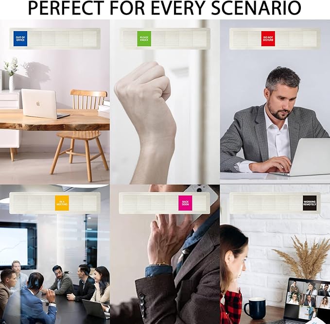 Privacy Door Sign, Do Not Disturb/Please Knock/Out of Office/in a Meeting/Back Soon/Working Remotely Sign That Lets Others Know Whether You're Available Or Not For Office-Brushed Silver-Stainless Steel-10 x 2.5 inches