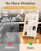 1 Pack Acrylic Sign Holder 8.5 x 11 Inch with Walnut Wood Base, Clear Tabletop Acrylic Display for Menu & Flyer Holder, Commercial Table Frames for Restaurant, Office, Coffee, Bar, Wedding, Hotel