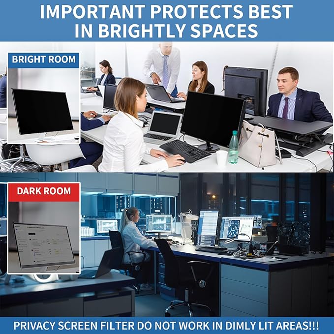 DEJIMAX 24 Inch Computer Privacy Screen for 16:9 Monitor, Anti-Blue Light Monitor Privacy Screen Filter, Anti-UV Computer Hanging Shield, Universal 23.6'', 23.8'', 24''