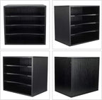 PAG Mail Sorter Organizer, Wood Countertop Literature Organizer, Office Supplies Desktop File Bill Paper Organizer for Office Home School, 4 Compartments, Black
