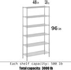 Regal Altair Wire Shelving Kit | NSF Commercial Storage Rack Unit (6-Tier | 96" Height, 18" Deep x 48" Wide)