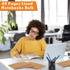 Mimorou 100 Pcs Journals Notebooks Bulk - Kraft Softcover A5 Small Notebooks 5.5 Inch x 8.3 Inch Notepads with 60 Page 30 Sheet for Writing Sketch Travel Office Supplies(Brown,Unlined)