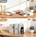 HappyHapi Book Ends, Metal Bookends for Shelves, Non-Skid Book End to Hold Books, Black Book Stopper/Holder for Office Home Kitchen, 5.7X 4.9 X 6.5 in, 3 Pair(6 Pcs, Large)