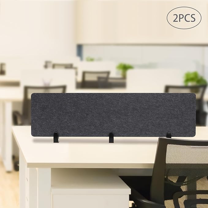 2 Pack Polyester Desk Dividers, Soundproof Room Divider Office Furniture Partitions, Privacy Desk Panel with Clamps, Stand Up Freestanding Desk Privacy Panel for Office Classroom(60" x 16")
