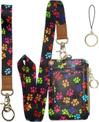 Bolimoss Cute Dog Paw Print ID Card Holder with Lanyard and Keychain for Women, School, Teacher, Nurse, Office Work