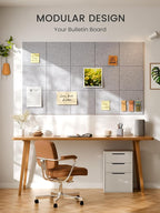 Bumusty Large Felt Bulletin Board 48" x 36" Cork Board Alternative-12 Pack with 70 Safe Removable Adhesive Tabs, Cork Boards for Walls Cork Board for Home Office Classroom Pin Board-Moonlight Gray