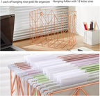 Fei Bi Hanging rose gold file organizer with 12 letter sized hanging folders, file basket, file box, storage box, office and school supplies