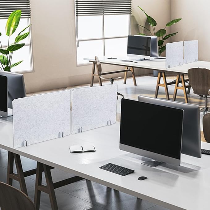 4 Pack Desk Privacy 23.6" x 23.6" Acoustic Divider Panel Portable Desk Partition Desk Divider Noise Visual Isolate Table Divider for Student Study Reception Area Office Library