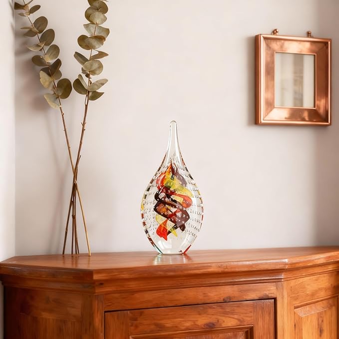 DOVDOV Blown Glass Sculpture, Collectible Stained Glass Art Statue, Unique Teardrop Ornament, Suitable for Office, Bookshelf, Dressing Table, Living Room Coffee Table, or Mantelpiece Display.