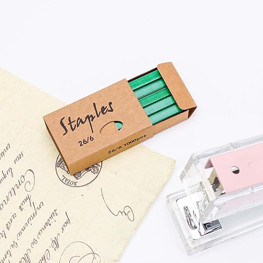 NatSumeBasics Colored Staples 6000 26/6 Metallic Green Staples Fit Desktop Manual Standard Stapler Refill Office Supplies Accessories (Green, 6000)