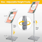 VAIIGO 11"x17" Pedestal Poster Stand with Heavy Duty Solid Steel Base, Adjustable Floor Standing Sign Holder for Vertical and Horizontal Display, Silver 3Pack