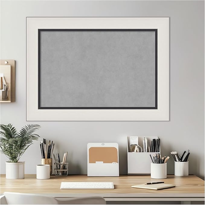 Amanti Art Silver Framed Magnetic Board 22x30 Medium Vision Board for use with Magnets, 100% Metal Sheet to Display Items as Office Decor or for Home Organization in mudroom, Kitchen or Kids Room