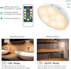 Warm Color LED Closet Lights Motion Sensor Puck Light, USB Rechargeable Battery Operated Puck Step Lights, Dimmable Under Cabinet Lighting for Counter Wardrobe Kitchen (6 Pack)
