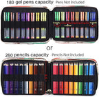 qianshan Pencil Case Holder Slot - Holds 260 Colored Pencils or 180 Gel Pens with Zipper Closure