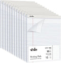 ViVin Legal Pads 8.5 x 11 Inch, Wide Ruled Note Pads, 12 Pack, 50 Sheet/Pad, Perforated Writing Pads, Notepads for Office Home School, 600 Sheets, White Paper