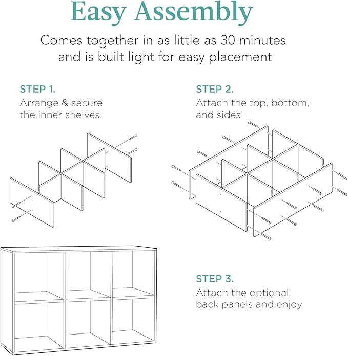 Best Choice Products 6-Cube Storage Organizer, 13.5in Shelf Opening, Bookcase, Display Shelf, Customizable w/ 3 Removable Back Panels – White