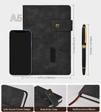 vfaejll A5 Lined Leather Journal Notebook,Hardcover Journal Set with Pen and Gift Box,100Pages 100gsm Thick Ruled Paper Daily Diary for Men Women School,Travel,Business,Work,Writing 5.9" X 8.4"