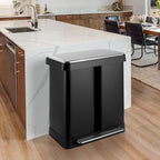 ComfyCorner 16 Gallon Dual Compartment Trash Can, Hands-Free Recycling Rectangular Garbage Bin, Stainless Steel Step-On Dustbin with Soft-Close Lid, Removable Inner Buckets, for Kitchen Home