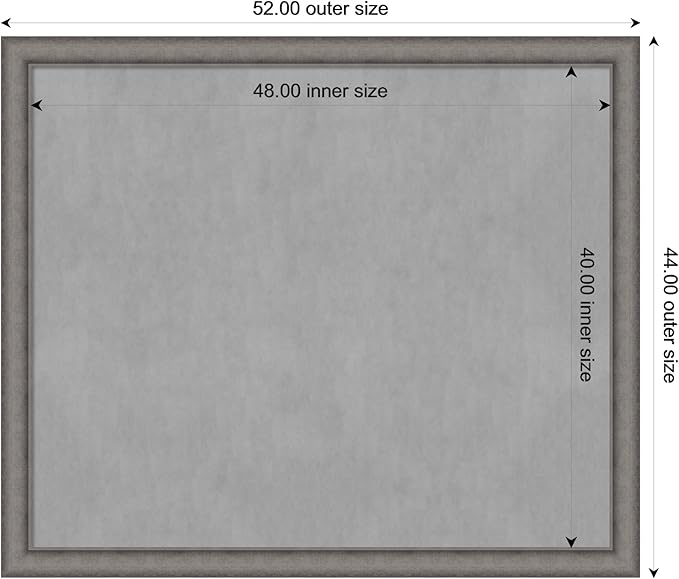 Amanti Art Grey Framed Magnetic Board 44x52 Oversize Vision Board for use with Magnets, 100% Metal Sheet to Display Items as Office Decor or for Home Organization in mudroom, Kitchen or Kids Room