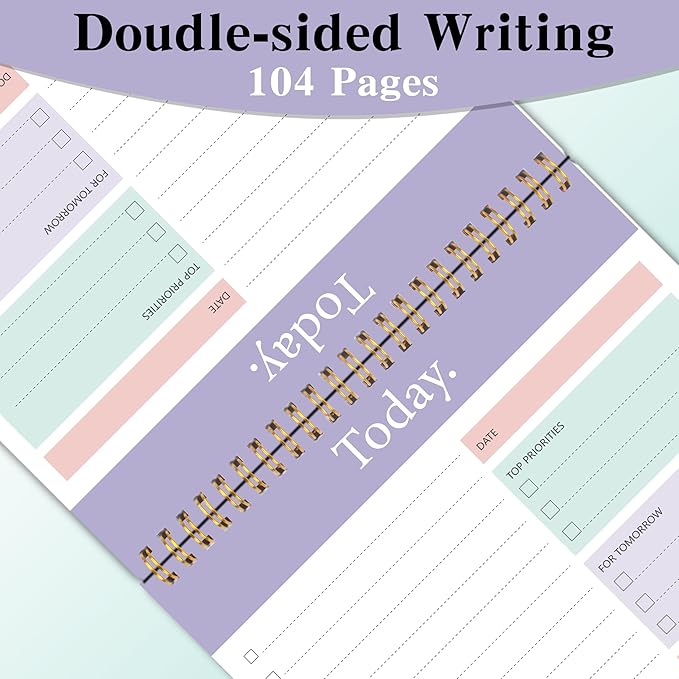 GOLDPEI To Do List Notepad - Daily Planner Notepad Undated 52 Sheets, 6.5" x 9.8" Planning Pad Checklist Productivity Note Pad for Work and Personal Organized