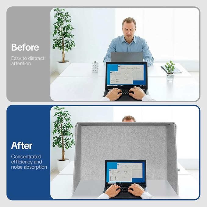 Keemute Desktop Partition Divider - Foldable Acoustic Privacy Screen Sound Absorbing Panel for Office & Home, Desk Shade for Cubicle to Block Light, 32.3" W x 19.7" D x 23.2" H