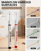 Nicpro 4 Pack Carpenter Pencils with Sharpener, Construction Mechanical Pencil Set with 52 Refills, Heavy Duty Working Tools, Long Nib Marker Pens for Architect Marking (Red, Black, Yellow, Green)