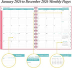 2026 Planner - Planner 2026 from January 2026 to December 2026 with 12 Monthly Tabs, Flexible Cover, Inner Pocket, 8.5" x 11", Pink-B