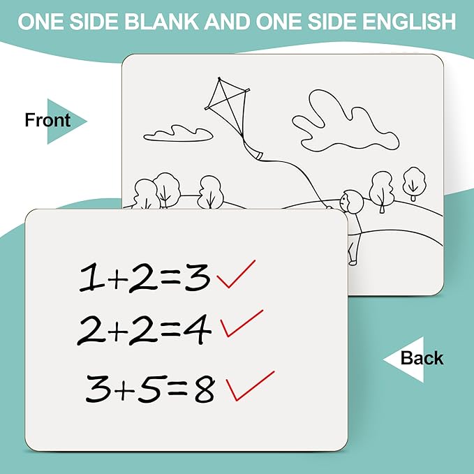 30 Pack Small White Boards, 9"x12" Double Sided Personal Dry Erase Boards Portable Handheld Whiteboards for Kids, Students, Teacher School, Include 30 Markers, 30 Erasers, 30 Pen Clips