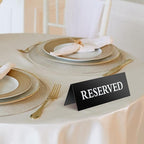 6 Pieces Table Top Reserved Sign Table Signs Reserved Seating Signs Double Sided Table Tent Sign for Wedding Restaurant Family Ceremony Events (White Words Black Background,7.8 x 2.75 Inches)
